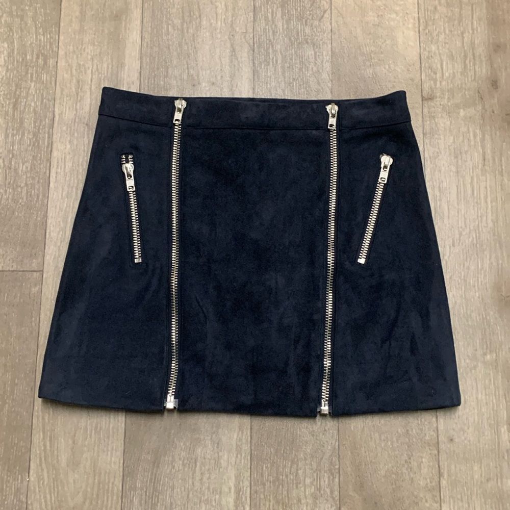 Womens Six Crisp Days Faux Suede Moto‎ Mini Skirt